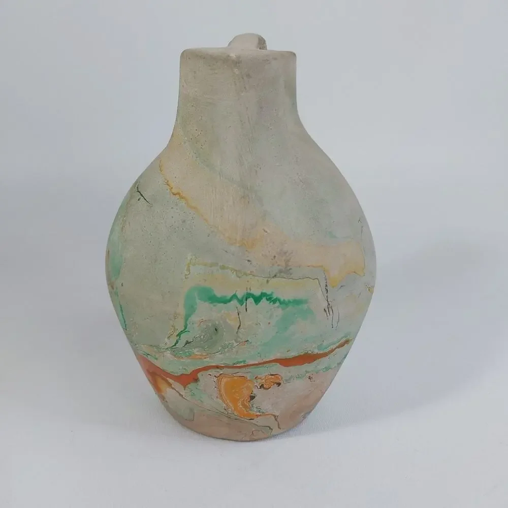 Nemadji Pottery Vase Native American Style‎ Double Spout Green Wedding Vase